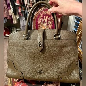 COACH Mercer Textured Leather Handbag Purse. Shoulder or Crossbody. Brown/Olive